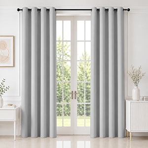 homemonde premium blackout 8 feet curtains for long door - pack of 6 room privacy and noise reduced drapes true room darkening top style eyelet - greyish white 96 inches