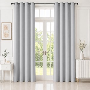 homemonde premium blackout 9 feet curtains for long door - pack of 6 room privacy and noise reduced drapes true room darkening top style eyelet - greyish white 108 inches