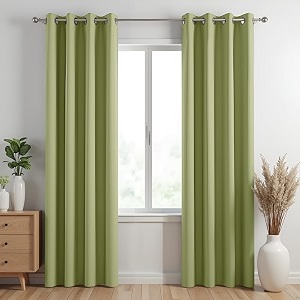 homemonde faux silk blackout 7 feet curtain 71 room darkening thermal insulated door curtains pack of 1 solid classic green