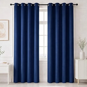 homemonde 100 true blackout curtain customize pack of 1 - heavy polyester room darkening thick curtains room privacy and thermal insulation - navy blue