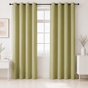 homemonde premium blackout curtain customize pack of 2 - heavy polyester true room darkening thick curtains room privacy and thermal insulation - avocado green