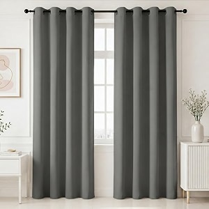 homemonde 100 true blackout curtain customize pack of 2 - heavy polyester room darkening thick curtains room privacy and thermal insulation - grey