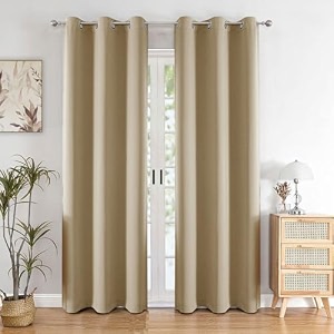 homemonde premium blackout curtain customize pack of 2 - heavy polyester true room darkening thick curtains room privacy and thermal insulation - avocado green