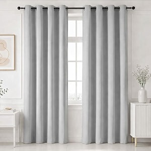 homemonde premium blackout curtain customize pack of 2 - heavy polyester true room darkening thick curtains room privacy and thermal insulation - greyish white