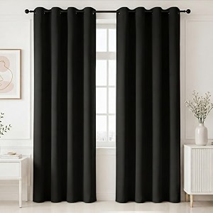 homemonde 100 true blackout curtain customize pack of 1 - heavy polyester room darkening thick curtains room privacy and thermal insulation - black