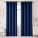 HOMEMONDE 100% True Blackout Curtain Customize Pack of 2 - Heavy Polyester Room Darkening Thick Curtains, Room Privacy and Thermal Insulation - (Navy Blue)