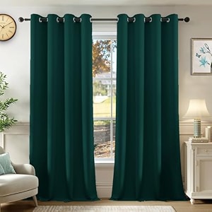 homemonde room darkening curtain customize single pcs - heavy polyester 75 blackout thick curtains room privacy and thermal insulation - deep forest