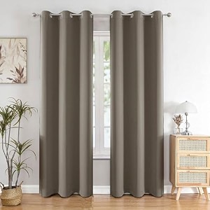homemonde premium blackout curtains door 7 feet - true room darkening heavy curtain 1 piece thermal insulation amp noise reduced drapes 84 inches long - urban ash 213 x 118 cm