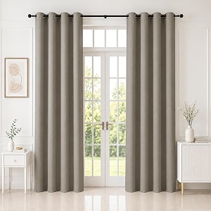 homemonde premium blackout curtains long door 9 feet - true room darkening heavy curtain 1 piece thermal insulation amp noise reduced drapes 108 inches long - urban ash 274 x 118 cm