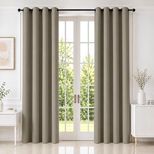 homemonde premium blackout curtains long door 8 feet - true room darkening heavy curtain 1 piece thermal insulation amp noise reduced drapes 96 inches long - urban ash 243 x 118 cm