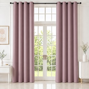 homemonde premium blackout 10 feet curtain for long door - noise reduced and fade resistant blackout curtains true room darkening drapes for living room bedroom single pcs lavender 304 x 118 cm