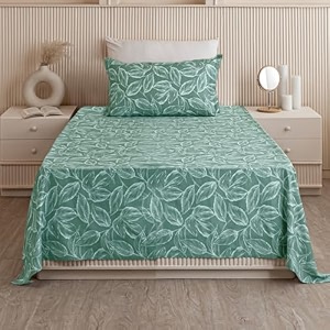 homemonde double bedsheet 84 x 90 inch premium cotton 210 tc luxurious printed flat sheets with 2 pillow covers perfect for home decor amp gifting - aqua blue