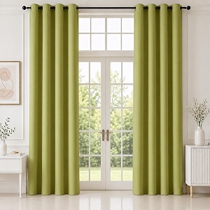 homemonde premium blackout curtains 10 feet set of 2 - thermal insulated noise reduced door curtain true room darkening - avacado green 120 inches 3048l x 118w cm