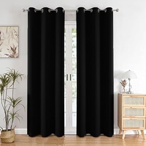homemonde 100 true blackout long door curtains 10 feet 1 pcs - curtain for living room bedroom office 120l inch x 46 inch - black 304 x 118 cm