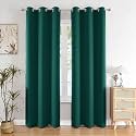 HOMEMONDE Premium Blackout Curtain for Long Door 8 Feet Pack of 2 - Heavy Faux Silk Curtains for Living Room, Office, True Room Darkening and Thermal Insulation - (Deep Forest - 96 Inches)