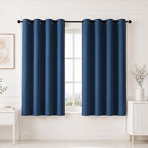 homemonde window blackout 5 feet curtain - privacy and noise reduced curtains with eyelets 95 light blocking 60 inch long drapes pack of 2- navy blue 152 x 118 cms