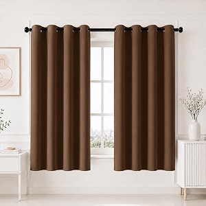 homemonde 100 true blackout curtains 6 feet for window 1 piece - faux silk blackout thick curtains room privacy and thermal insulation 72 inch - dark brown 182x118 cms