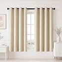 HOMEMONDE Premium Blackout Curtains 6 Feet Long - Thermal Insulated Curtains for Window, True Room Darkening Drapes for Living Room, Bedroom, 72 Inch 1 Piece, (Beige, 182.88 x 118 CM)