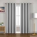 HOMEMONDE Set of 2 Room Darkening 5 Feet Curtains for Window Room Privacy and Noise Reduced Drapes, 63% Blackout, Top Style Eyelet - (Greyish White, 60 Inches)