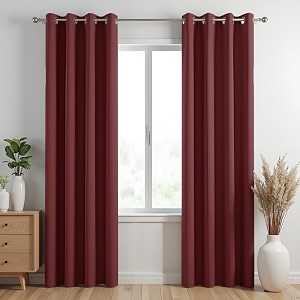 homemonde thermal insulated opaque long door curtain pack of 1 - light blocking 100 true blackout solid panels for living room top style eyelet - royal ruby - 108 inch