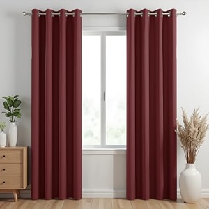 homemonde thermal insulated opaque window curtain pack of 1 - light blocking 100 true blackout solid panels for living room top style eyelet - royal ruby - 60 inch