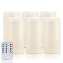 Homemory 4x8 Waterproof Flameless Candles, Remote Timer, White, Set of 6