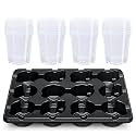 homenote 2 Pack 12 Cell Seed Starter Trays with 24 Clear 4 Inch Plant Pots