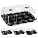 homenote 4 Inch Seed Starting Trays with Humidity Domes for Plants, 4 Pack 12-Cell Seedling Starter Trays, Plant Starter Germination Trays for Pots Seedlings for Indoor,4" Opening Compatible Pots