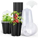 homenote 5 Inch Nursery Pots with Humidity Domes for Seed Starting (15 Pcs)
