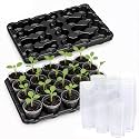 homenote 5 Pack 20 Cell Seed Starter Trays with 100 Clear 3 Inch Plant Pots