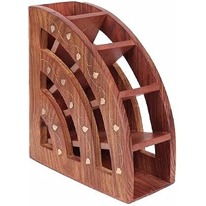 wooden remote stand for living room  holder case organizer for sofa bed table office  decorative carving design