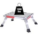 Homeon Wheels 19" x 14.5" Large RV Step Stool, Adjustable Height Aluminum Folding Platform Step and Ladder with Non-Slip Rubber Feet, More Stable Supports Up to 1,500lbs Safety RV Steps