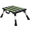 Homeon Wheels Adjustable RV Step Stool, Folding Platform with Reflective Strip, Black