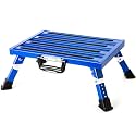 Homeon Wheels Adjustable Aluminum RV Step Stool, Folding Non-Slip Platform, Blue