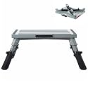 Homeon Wheels RV Step Stool, Adjustable Height Aluminum Folding Platform with Non-Slip Rubber Feet, Reflective Stripe, Handle, RV T Level, for Trailer, Truck, Outdoor