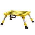 Homeon Wheels Adjustable Aluminum RV Step Stool, Folding Non-Slip Platform, Yellow