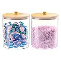HomePekite Glass Laundry Pods Storage Container, Laundry Room Organization and Storage, Detergent Powder Container, with Wooden Lids &amp; Labels, 2 Pack