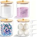 HomePekite Glass Laundry Pods Storage Container, Laundry Room Organization and Storage, Detergent Powder Container, with Wooden Lids &amp; Labels, 4 Pack