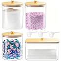 HomePekite Glass Laundry Pods Storage Container &amp; Acrylic Dryer Sheet Holder, Laundry Room Organization and Storage, Detergent Powder Container, with Wooden Lids &amp; Labels, 3+1 Pack