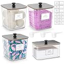 HomePekite Laundry Pods Storage Container, Clear Acrylic Laundry Room Organization and Storage ,Detergent Powder Container,with Wooden Lids &amp; Labels, 3+1 Pack（Black）