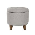 HomePop 19" Button Tufted Round Storage Ottoman - Gray Fabric
