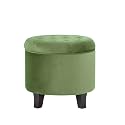 HomePop 19" Velvet Button Tufted Round Storage Ottoman - Green