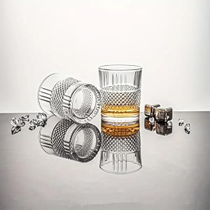 crystal whiskey glasses set of 2 pcs- 350 ml glass for drinking whisky scotch cocktails cocktail tumblers  multi-purpose beverage drinking glasses