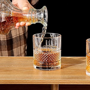 crystal whiskey glasses set of 6 pcs- 350 ml glass for drinking  whisky scotch cocktails cocktail tumblers  multi-purpose beverage drinking glasses