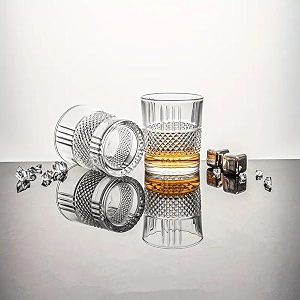 crystal whiskey glasses set of 2 pcs- 350 ml glass for drinking whisky scotch cocktails cocktail tumblers  multi-purpose beverage drinking glasses