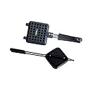HOME-PRO Non-Stick Premium Big Bread Toaster, Sandwich Maker Griller with bakelite Handles and Spatter, Gas Stove Toaster(Aluminium, Black)