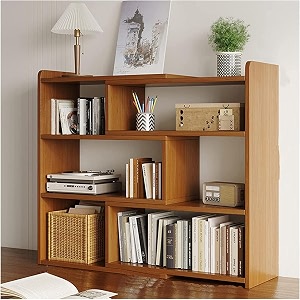 3 tier expandable bookshelf - brown maple finish 3 shelves study table books organizer freestanding casual style