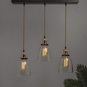 homesake 3-lights linear cluster chandelier modern glass bell shade hanging light e27 holder decorative black urban retro nordic style ledfilament bulb rose gold