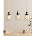 Homesake® 3-Lights Linear Cluster Chandelier Modern Bell Glass Shade Hanging Light, Antique Gold Socket, E27 Holder, Decorative, Black, Urban Retro, Nordic Style, LED/Filament Bulb