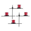 Homesake® Black Ladder Wall Candle Holder Set of 2 with Red Votive Tealight Holders, Decorative Metal Wall Hanging for Living, Bedroom, Diwali Decor & Home Decoration, Return Gifts for Pooja